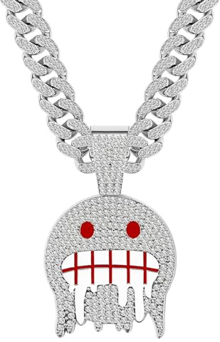 Aroncent Herren Kubanische Kette Eis: Glänzende Cuban Chain Eiskette Männer Diamantkette Eiskristall Hip Hop Schmuck Geschenk