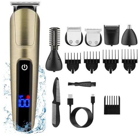 5 in 1 Herren Haarschneide Set Elektrischer K rperhaar Trimmer Bart Rasierer mit Nasenschneider Vollst ndig Waschbar USB Wiederaufladbar