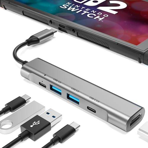 RREAKA Switch2 TV Dock Station for Nintendo Switch2/Switch/Switch OLED, Portable Dock Replacement with 4K 60Hz HDMI Adapter/Type C Port/USB Port for Official Nintendo Switch