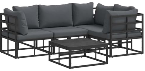 vidaXL Gartensofa-Set 5 STK. Schwarz Aluminium