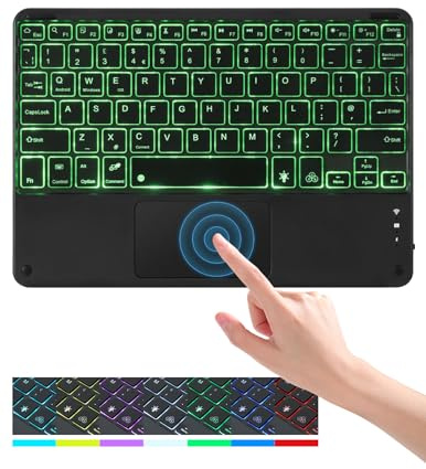 LAMA 7 Colors Backlit Wireless Keyboard With Touchpad, Portable Universal Ultra Slim Bluetooth Tablet Mini Keyboard for iPad/Tablet/iOS/Android/Windows/Laptop/Computer/Phone