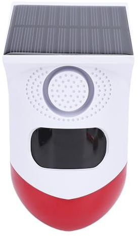 Cuifati Solar-Stroboskop-Alarmleuchte mit Bewegungssensor und Fernbedienung, 120 DB Akustisches Sicherheitssirenenlicht, IP67 Wasserdicht und 4 Modi, für Zuhause, Bauernhof, Scheune,