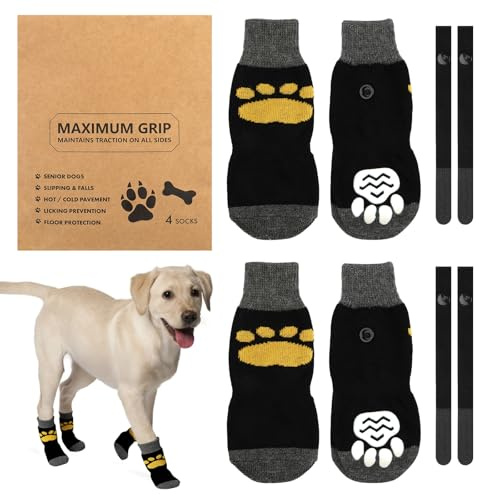 Dog Socks Paws Stop Licking, 2 Pairs Dog Injured Paw Booties with Grips, M | Soft Breathable Fabric, Anti-Slip Sole, Enhanced Grip & Durability