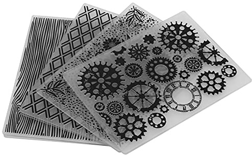 OVAQUIXI Kunststoff-Prägeordner, Rechteckige Vorlage für Spellbinders, 5,8 X 4,1 Zoll, DIY-Scrapbooking-Kartenherstellungswerkzeug, Papierhandwerk-Reliefdesign, 4er-Pack