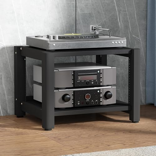 Meuble TV/Audio à 2-3-4-5 Niveaux avec étagère Ouverte, Support de Rangement pour Consoles de Jeux, CD et DVD, Petit Meuble TV pour Salon (Noir)