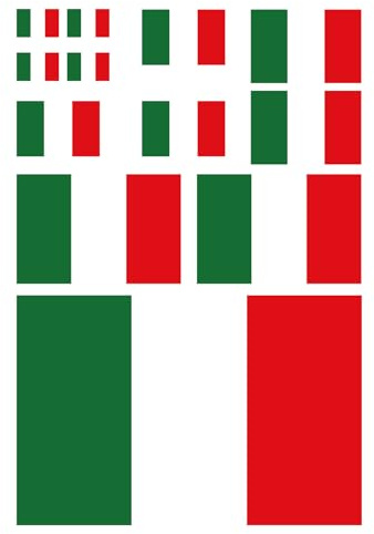 ZEBKEL 1 Pezzo Italia Adesivo Auto Quadrato Vinile Verde Bianco Rosso Autoadesivo Impermeabile Antigraffio Rimovibile Senza Residui Resistente ai UV per Auto Decorazione Camion Moto Bagagli