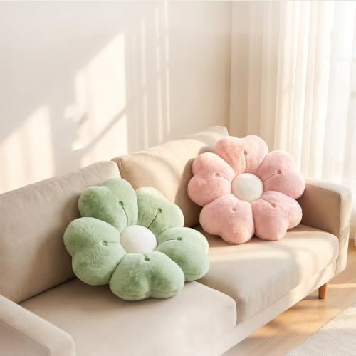 Blumenkissen 2er Set 35cm, Blumenform Sitzkissen Dekokissen für Sofa Bett | Weiches 3D-Blumendesign mit kuscheliger Füllung – dekorativ und bequem für Wohnzimmer, Schlafzimmer und Kinderzimmer