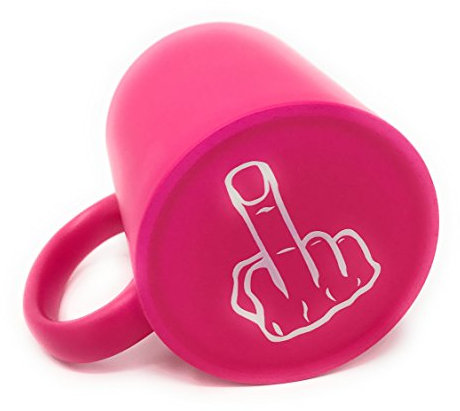 Laser Tattoo - Sag es ohne Worte - Die Kaffeetasse mit dem Mittelfinger auf der Unterseite (Pink/Weiss)