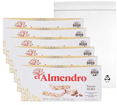 El Almendro Turron Crunchy Nougat – (lot de 6) avec pochette de rangement rapide