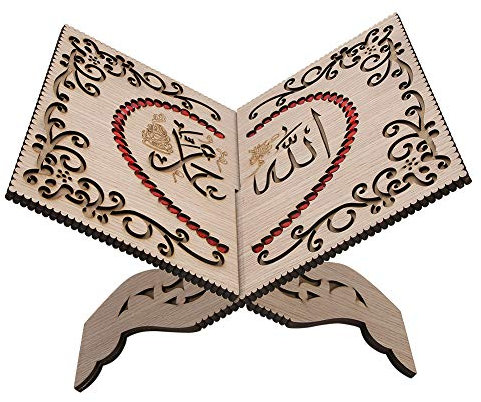 Pomya Abnehmbare Koranhalter Dekoration Schnitzen Koran Stand Dekoration Koranhalter, Koran Bücherregal, Rote Strasssteine Platzieren Sie Bücher für Heimdekoration