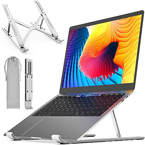 DYZI Laptop Stand-Ventilated Aluminium Laptop Holder for Macbook,Notebook,iPad-Adjustable Lightweight Cooling Stand compatible with Dell XPS,HP,Samsung,Lenovo, 10-15.6 Laptop or Tablet
