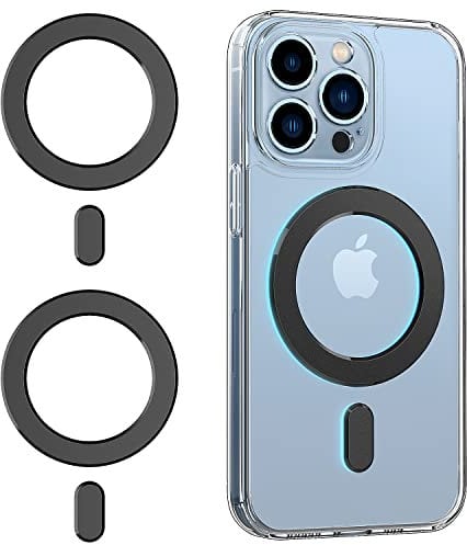 Magnetisch Adapter Ring 2-Pack, Universal Magnet Sticker Kompatibel mit Magsafe Zubehör für iPhone 15/14/13/12/11 Mini Plus Pro Max, Galaxy S23/S22/S21 Ultra und Telefon Kasten -Schwarz