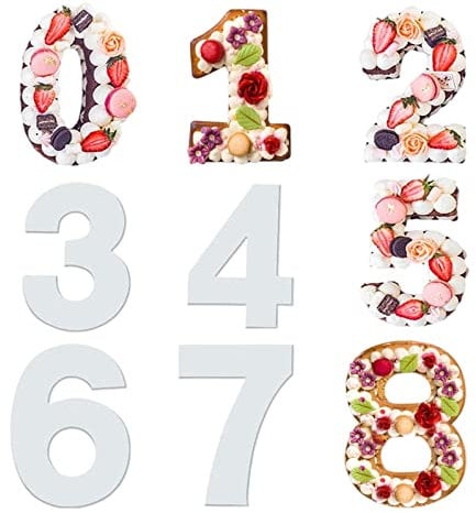 9Pcs 10Inch Large Number Cake Mould 0-8 Number Cake Stencils Baking Cake Molds Tool for DIY Christmas Wedding Birthday Anniversary Numbers Cakes Cookies Pastry