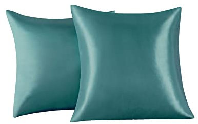 Lot de 2 Taies Oreiller en Satin 65 x 65 cm, Oreiller Satin Vert 2, Satinées Housse d'oreiller Doux Prend Soin de Votre Peau et Antichute de Cheveux