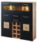 Stella Trading SONATE Barschrank in Eiche Altholz Optik, Schwarz - Modernes Highboard mit Flaschenregal und LED-Beleuchtung - 120 x 128 x 37 cm (B/H/T)