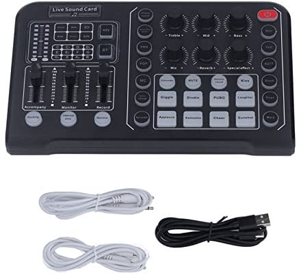 Live-Soundkarte, Bunte Tasten, DSP-Chip, Zweikanalig, Kabellos, während Des Ladevorgangs, Professionelle Multifunktionale Soundkarte, 44,1 KHz, 16 Bit