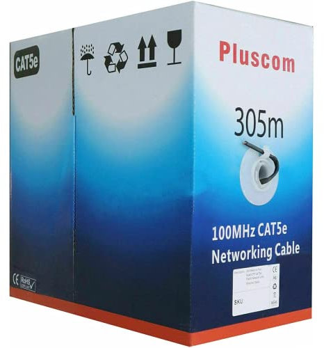 NTEK 305m Cat 5e Reel AWG24 Ethernet LAN FTP Roll Bulk CCA Cable / 1000ft Networking, Black