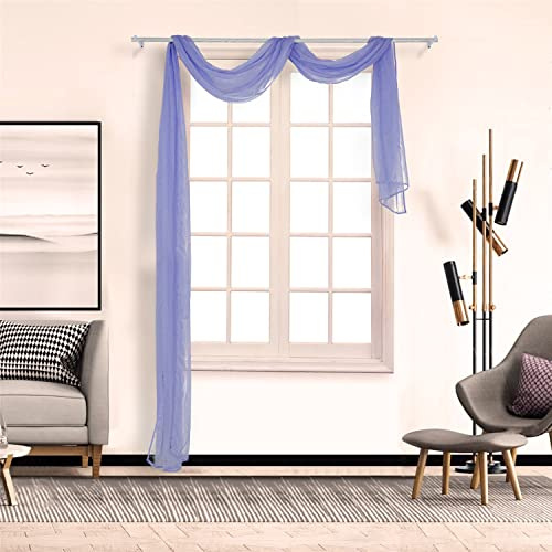 SCHOAL Voile Querbehang Transparenter Freihandbogen Uni Freihanddeko einfarbig Deko Gardinen Dekoschals Vorhang Wohnzimmer Gardinenschals 1 Stück HxB 90x400cm Lila