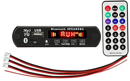ANTIOCH Placa Decodificadora de Amplificador de 5V CC, 2X3W, 6W, Bluetooth V5.0, Reproductor de MP3 para Coche, MóDulo de GrabacióN USB, Radio FM AUX para Altavoz