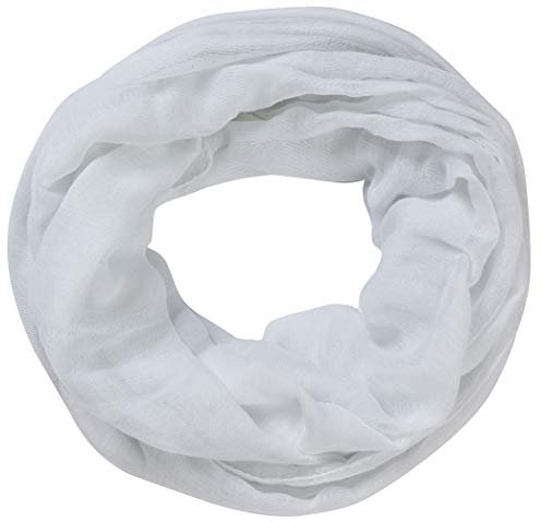 Miobo Loop Schal Crinkle Schal Halstuch Unifarbe 70 x 180cm Frühling Sommer Herbst (180x70cm, Weiss Offen)