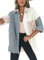 Dokotoo Bluse Damen Musselin Langarmshirt Baumwolle Lässig Oberteile Hemd Langarm Farbblock Shirts Einfarbig Tops Hemdjacke Grau S