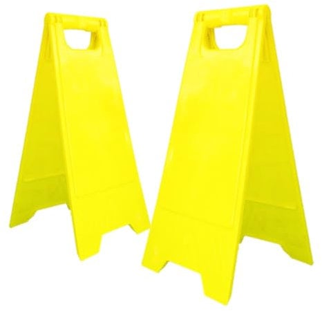 Lot de 2 panneaux vierges pliables en plastique jaune pour entreprises, hôtels, centres commerciaux, restaurants