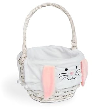 Wickerfield Easter Basket Wicker Basket with Handle for Easter Egg Hunt Kids Children Party Flower Craft Gift (Pink)