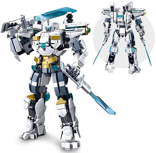 HIGH GODO Action Mech Roboter Klemmbausteinen, 561 Teile Bausteine Transforming Roboter Spielzeug, Actionfigur-Modell mit Gelenkteilen, Creator Ostergeschenke für Kinder Jungen Mädchen