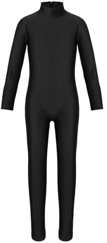 Miaeowve Turnanzug Mädchen Langarm Ganzkörper Voltigieranzug Langarm Tanzanzug Turnen Ganzkörperanzug Stehkragen Trikotanzug Leotard Dancewear