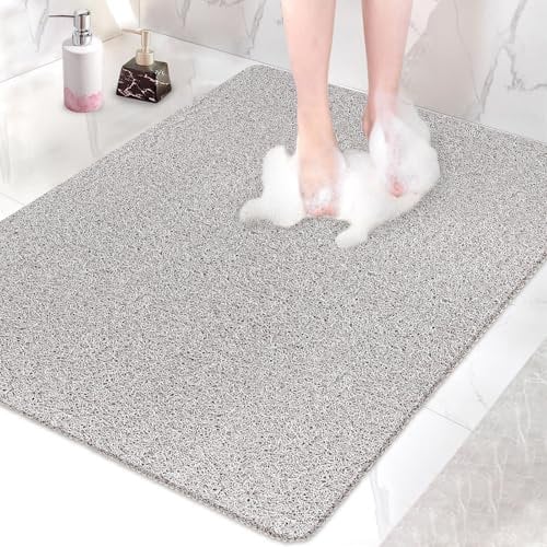 Duschmatte rutschfest 80 x100 cm - Extra Groß Sicherheits Badewannenmatte mit Ablauflöchern, Weich Komfort PVC-Luffa Massage Antirutschmatte für Dusche, Schnell trocknend