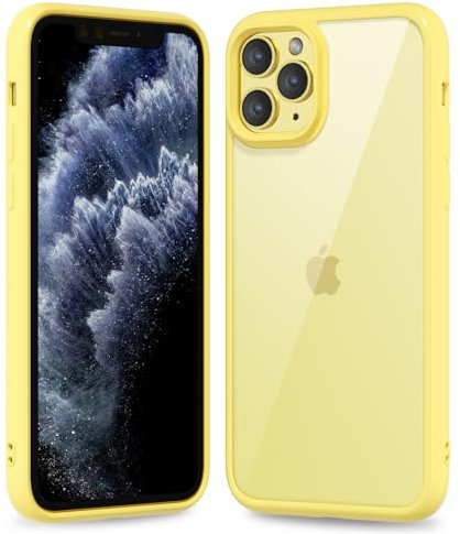 oakxco Thin Slim Clear case for iPhone 11 Pro, Transparent Hybrid Hard Shell Plastic & Soft Silicone Rubber Bumper, Non-Yellow Acrylic Protective Lightweight Cover for Women, Yellow