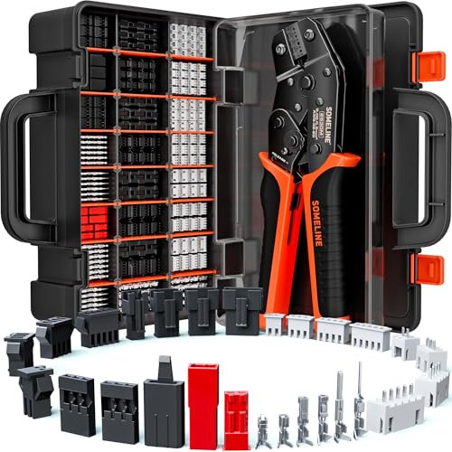 SOMELINE Kit de conectores de herramientas de crimpado, 27 tipos, crimpadora de 32-20 AWG, JST-XH/SM/SYP de 2,5 mm y kit de conector Du Pont de 2,54 mm, alicates de crimpado para JST, Du Pont, KF2510