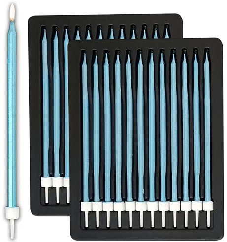24 pcs 13CM/5.1 inches Long Tall Blue Birthday Candles for Cake is Perfect Cake Decorations (Blue)