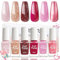 6 Farben Schimmer Nagellack Set - Schnelltrocknender & Langanhaltend Rot Pink Kit - Ungiftiger Wasserbasis Nagellack - Kein UV für Nagelkunst Tägliche Maniküre zu Hause (Rot)