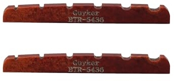 Guyker BTR-5436 Knochensattel für Bassgitarre, 6 Saiten, flacher Boden, vorgeschlitzte Knochenmuttern, Ersatzteile, Zubehör für PB JB Precision Bass Jazz Bass, Rot, 54 x 3,5 x 6 mm