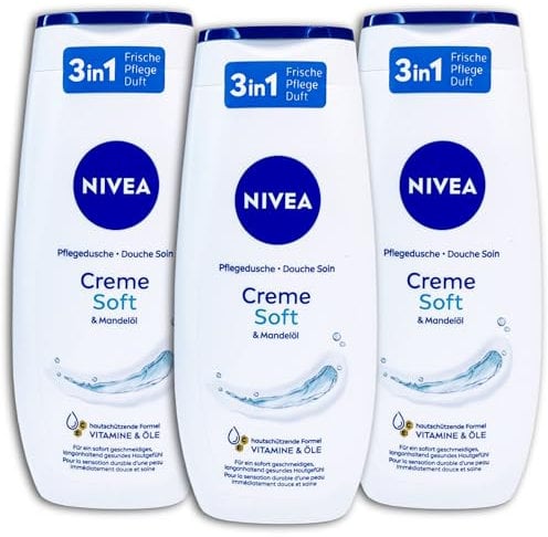 3 er Pack NIVEA Pflegedusche Creme Soft & Mandelöl Duschgel 3 x 250 ml