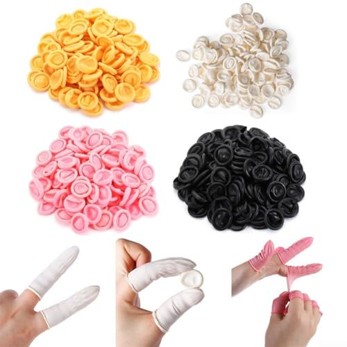 JGmotorfi 100pcs Disposable Finger Covers Waterproof Rubber Gloves for Safe Handling in Electronics and Crafts (Yellow)