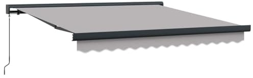 vidaXL Einziehbare Markise Hellgrau 300 x 250 cm Stoff und Metall, Garten und Terrasse, modernes, ausziehbares Sonnensegel, robuster UV-Schutz, wetterfest, verstellbar