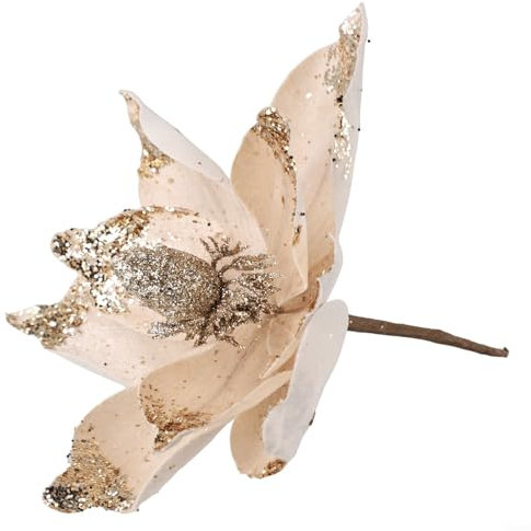 Fleurs de poinsettia à paillettes, rouge, or, blanc, rose avec tige, fleur de poinsettia pour sapin de Noël, fête de mariage, guirlande de couronne ()