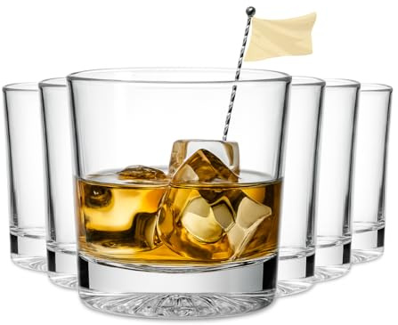 MUVELL 6er Tumbler Gläser Set „Scotland“ - 350 ml Trinkgläser & Wassergläser - 3 mm Glasstärke, Kristallklar & spülmaschinenfest - stabile Cocktailgläser & Whiskygläser - Geschenkset