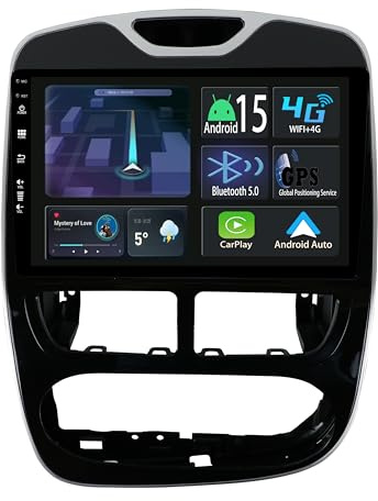 【2+32GB】 Autorradio Android 15 de 10.1 Pulgadas Radio para Renault Clio 4 2012-2019 Carplay Car Play inalámbrico Navi Pantalla Navegación Reproductor Bluetooth Estéreo Pantalla táctil