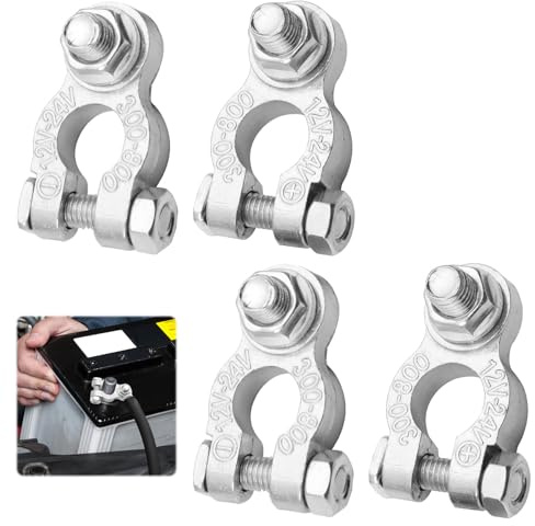 Battery Terminals, 4 Pcs 12v/24v Battery Terminal Connectors, Car Battery Terminals for Marine, Motorcycles, Rv, Trucks