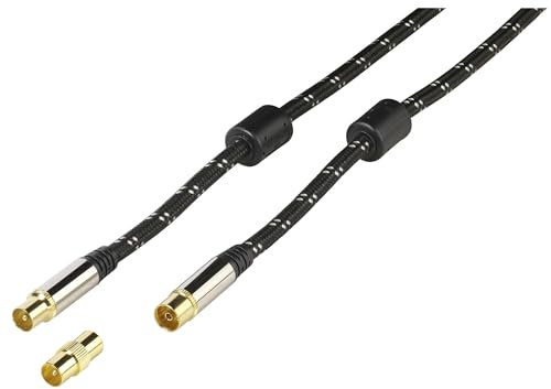 Vivanco 48140 Koaxialkabel (5 m, F, F, Stecker/Buchse, rechts, 5 m) Schwarz