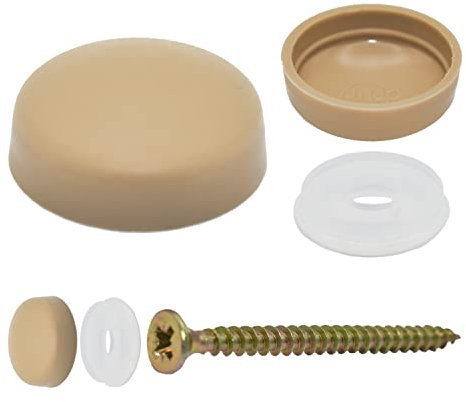 Pack of 50 x Buff Brown SNAP-ON Two Piece Dome Screw Cover CAPS - Small CAPS & Bases