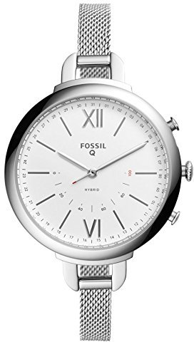 Fossil Q Annette Smartwatch Ibrido Donna, Cassa in Acciaio Color Argento e Bracciale Mesh, Compatibile con Android e iOS