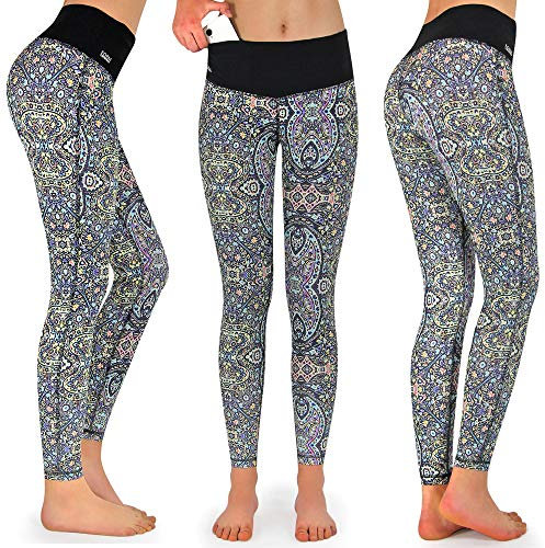 Formbelt Damen lauftights lang mit Taschen - Sport Leggins high Waist Lauftights Sporthose für Damen Smartphone Schlüsselkarabiner (Spirit One S)