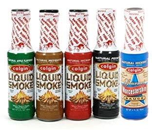COLGIN Liquid Smoke BBQ Marinade Set - Pecan, Hickory, Mesquite, Apple and Worcestershire