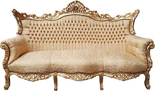 Casa Padrino Barock 3er Sofa Gold Muster/Gold - Wohnzimmer Möbel Couch Lounge