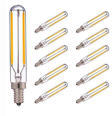 Genixgreen 2W Warmweiß LED Birne,T20/T6 Edison LED Röhrenförmige Lampe 20w Ersatzglühlampen 2700K Vintage E14 Kandelaber Basisbeleuchtung Nicht dimmbar, 10er Packung