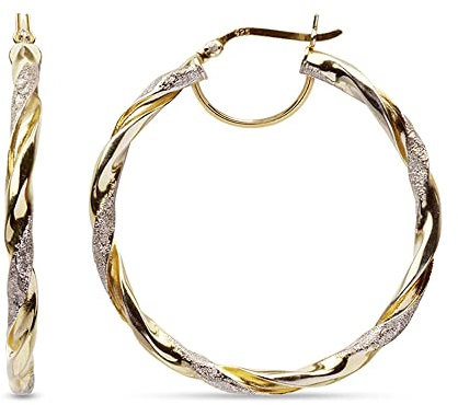 LeCalla 925 Sterling Silber Ohrring Creolen Schmuck 14K vergoldet zweifarbig leichtes italienisches Design große Creolen für Frauen 50 MM